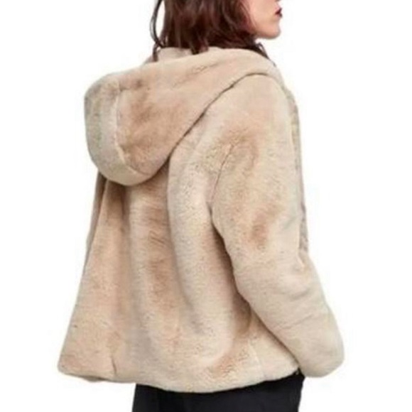 ZARA Basic Women's Hooded Teddy Faux Fur Plush Oversized Jacket - Picture 11 of 11